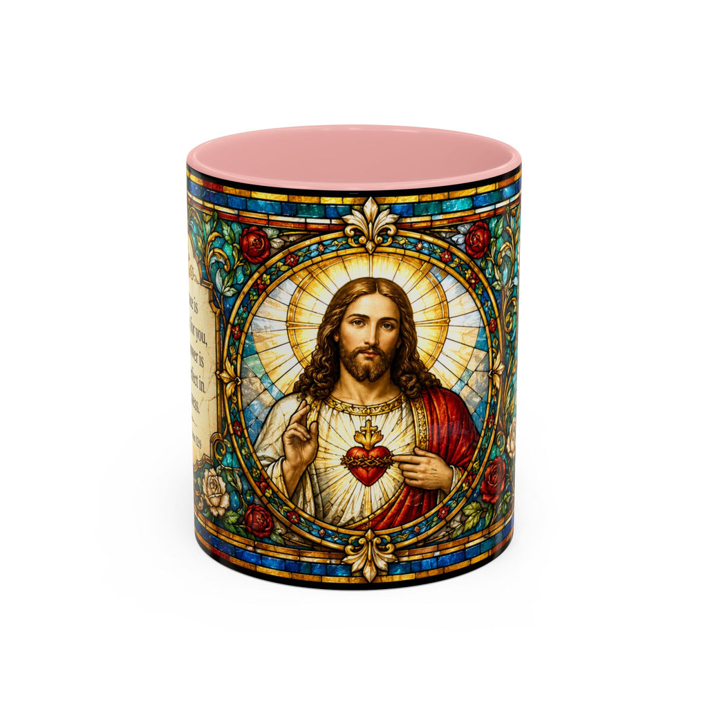 Sacred Heart Jesus Stained Glass Mug | Accent Coffee Mug 11oz 15oz