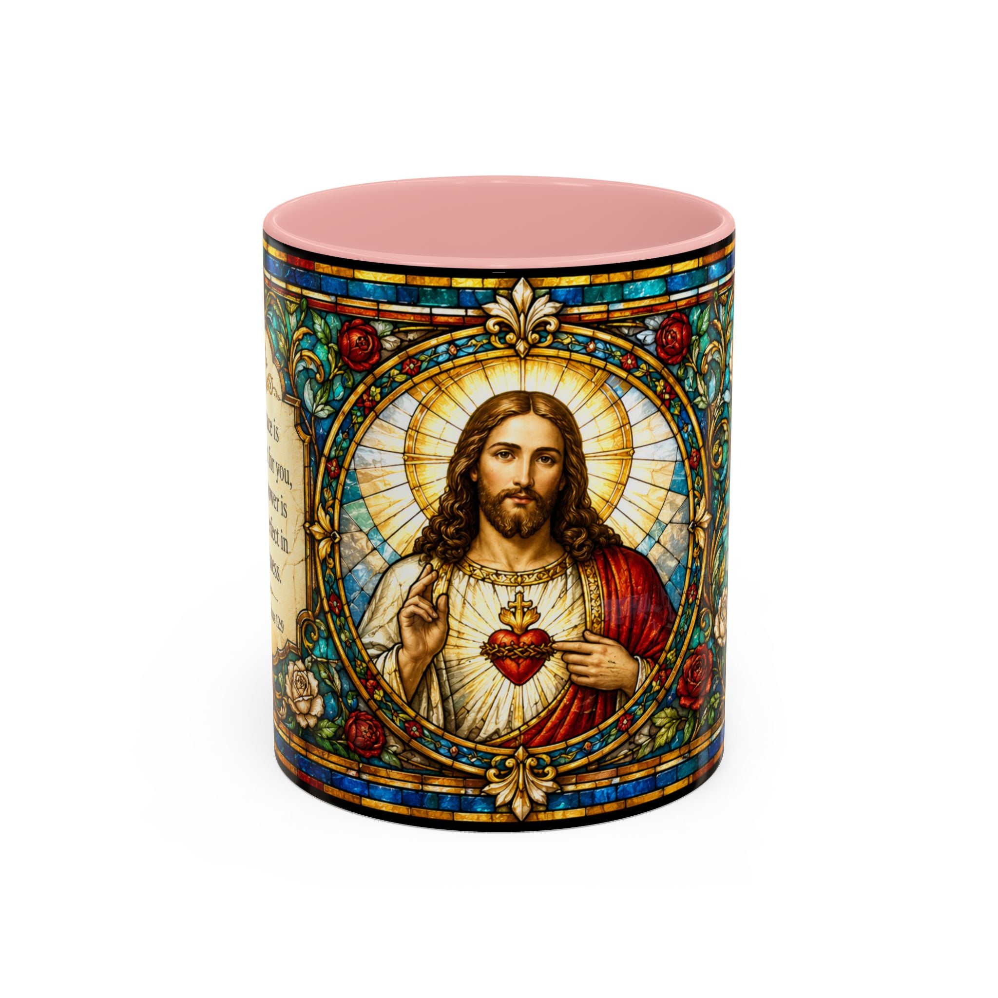 Sacred Heart Jesus Stained Glass Mug | Accent Coffee Mug 11oz 15oz