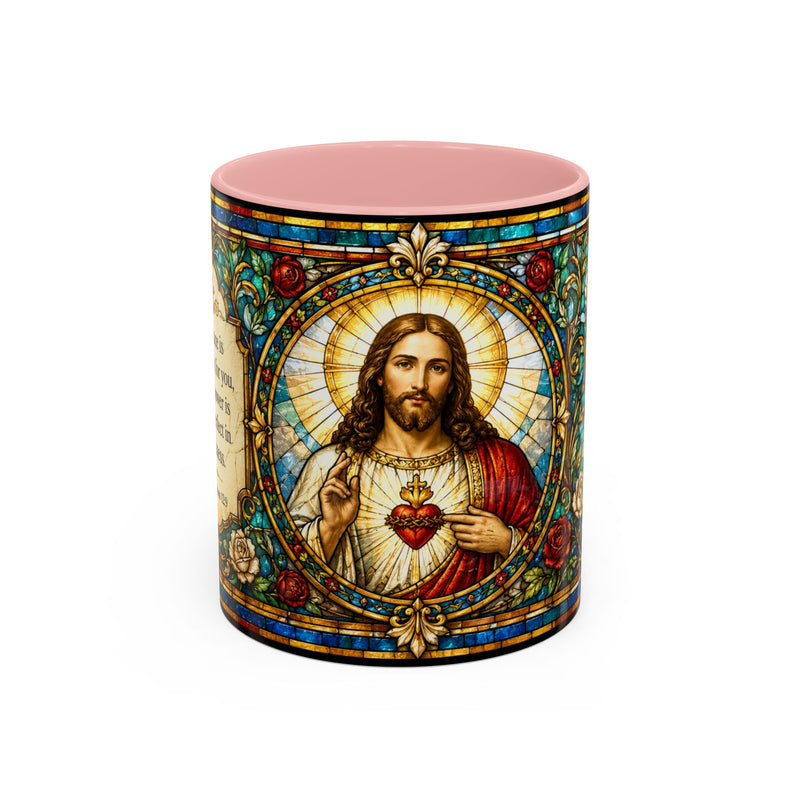 Sacred Heart Jesus Stained Glass Mug | Accent Coffee Mug 11oz 15oz