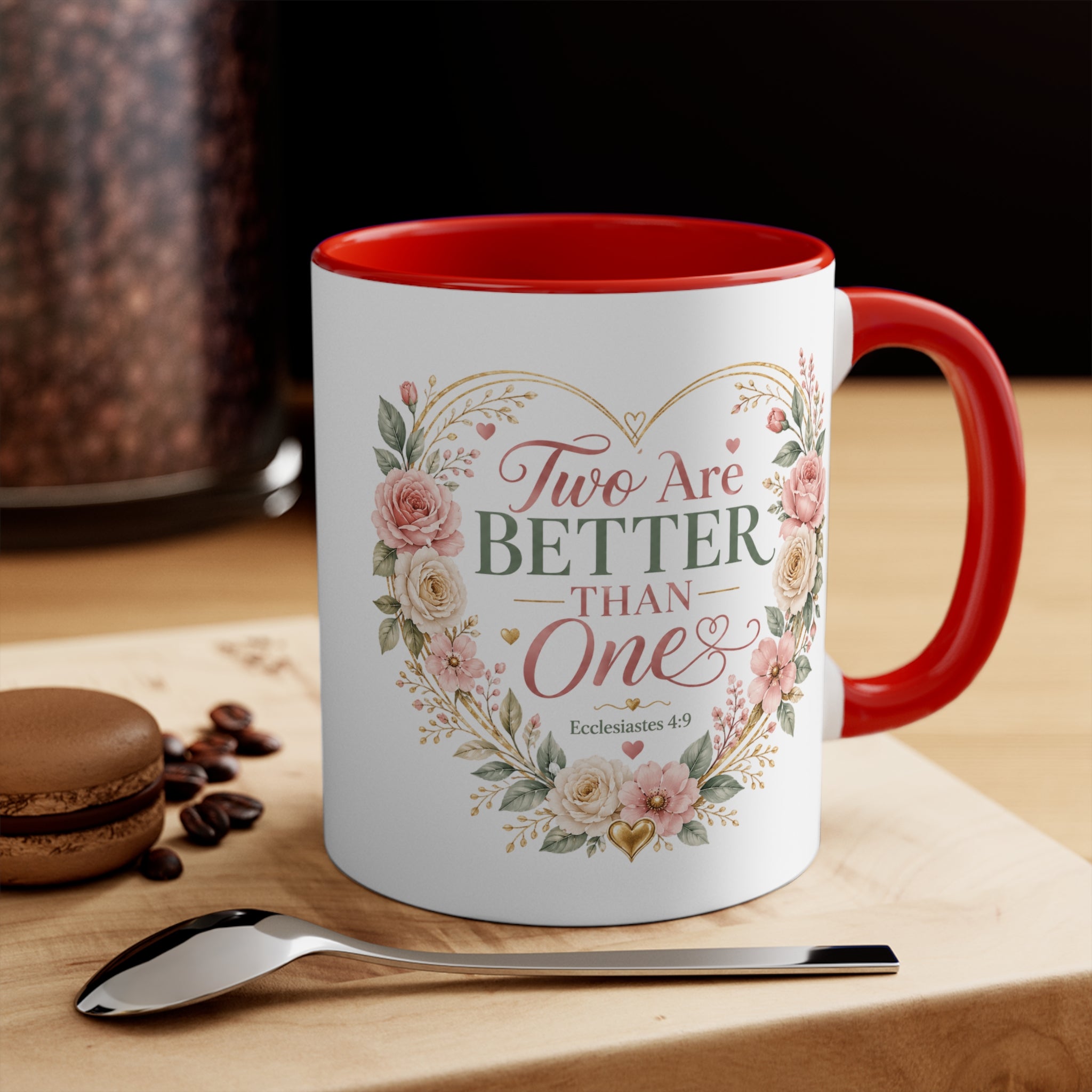 Love and Relationship Heart Illustration Accent Mug | Romantic Couple Love Design