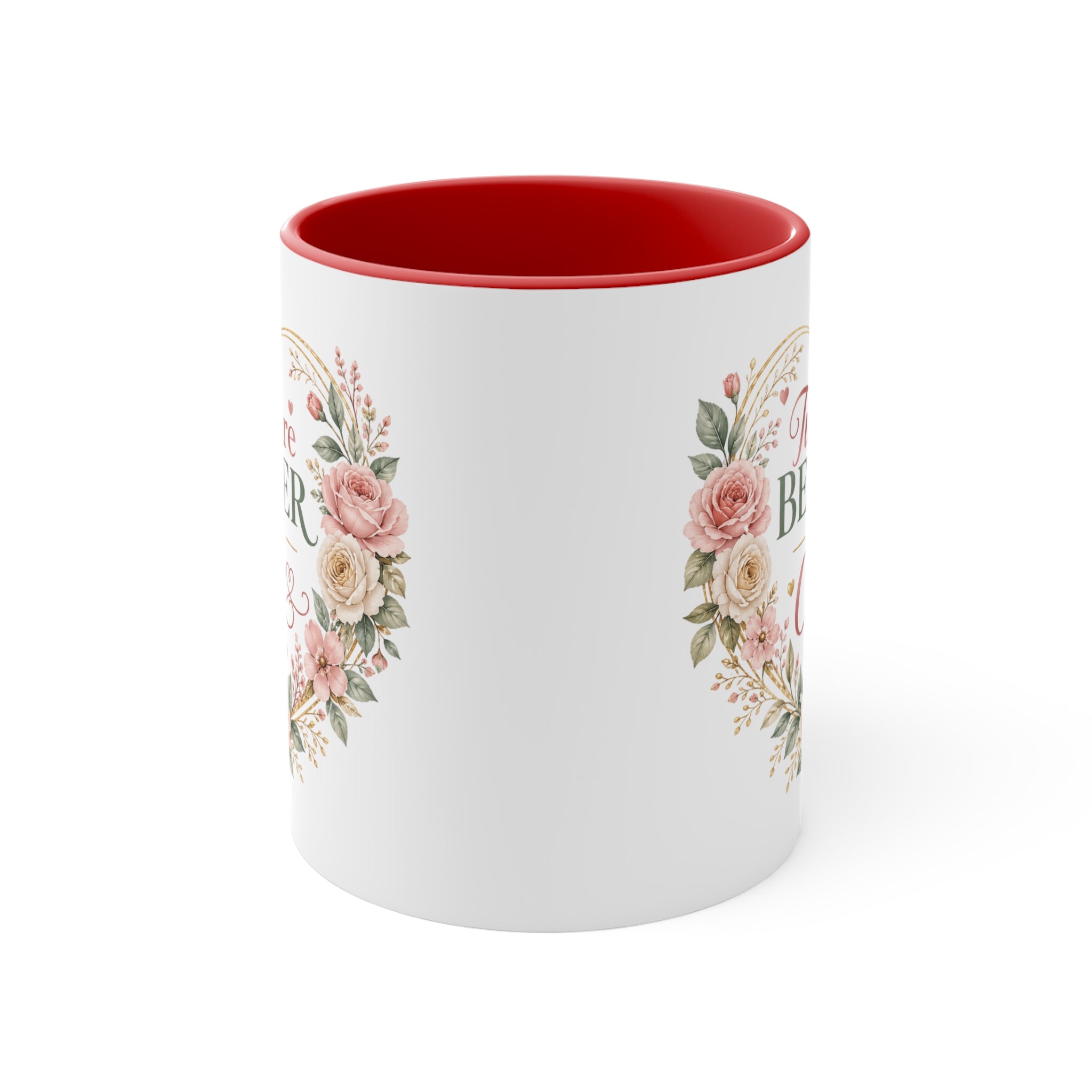 Love and Relationship Heart Illustration Accent Mug | Romantic Couple Love Design