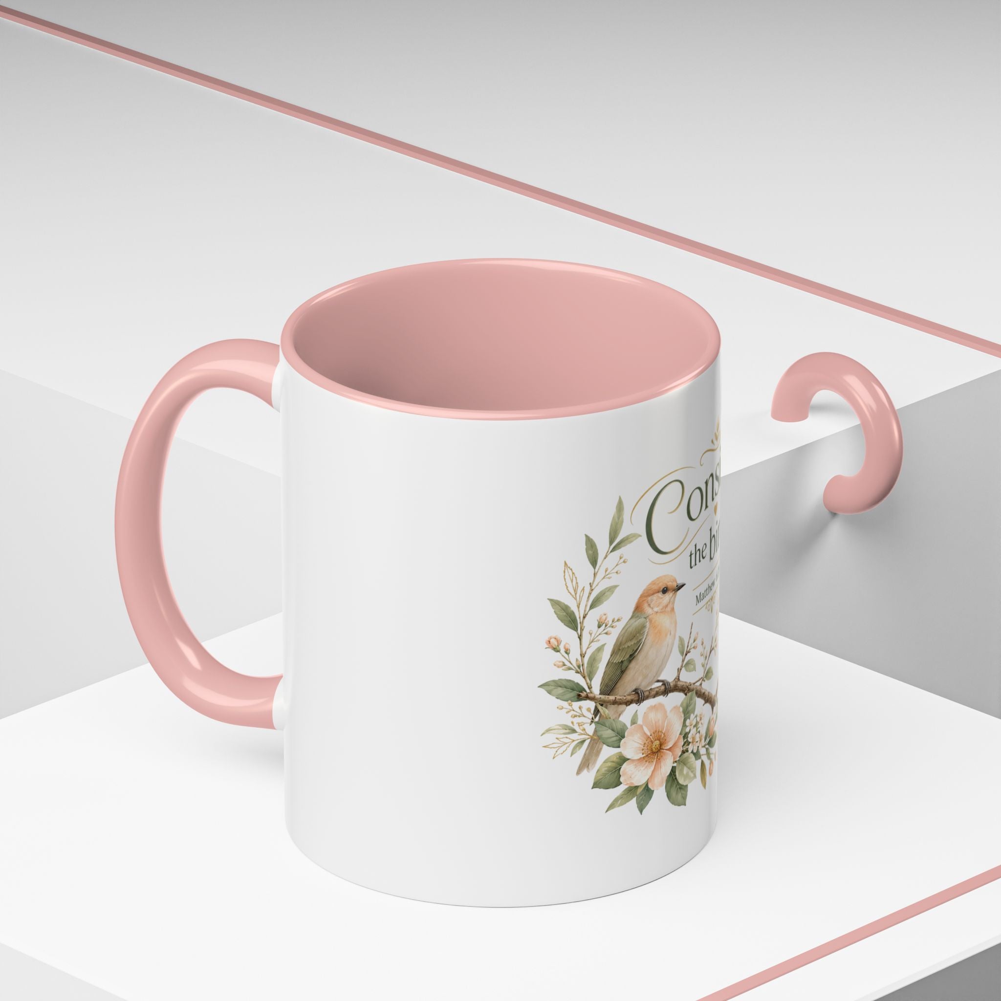 Spiritual Birds Illustration Accent Coffee Mug | Girly Bird Art 11oz 15oz