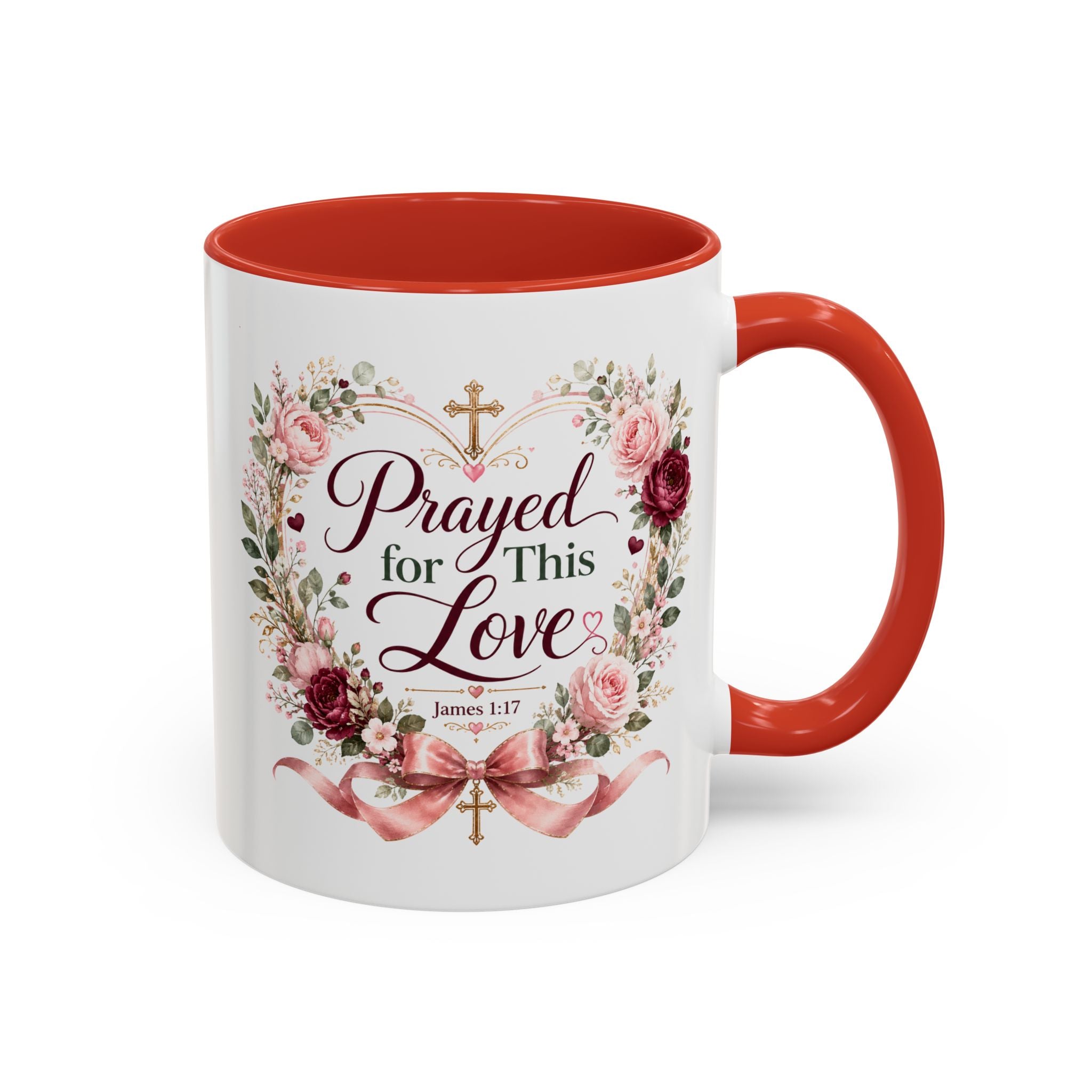 Prayed for This Love Mug, Christian Gift for Wife or Girlfriend, Romantic Bible Verse Mug, James 1:17 Floral Love Coffee Cup