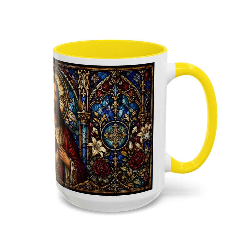 Sacred Heart Jesus Stained Glass Mug | Accent Coffee Mug