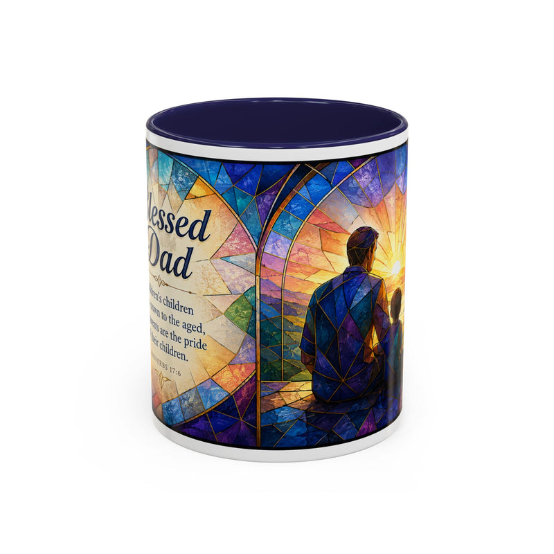Blessed Dad Mug, Christian Fathers Day Gift, Bible Verse Mug for Dad, Proverbs 17:6 Coffee Cup, Faith Gift for Father Grandpa Husband