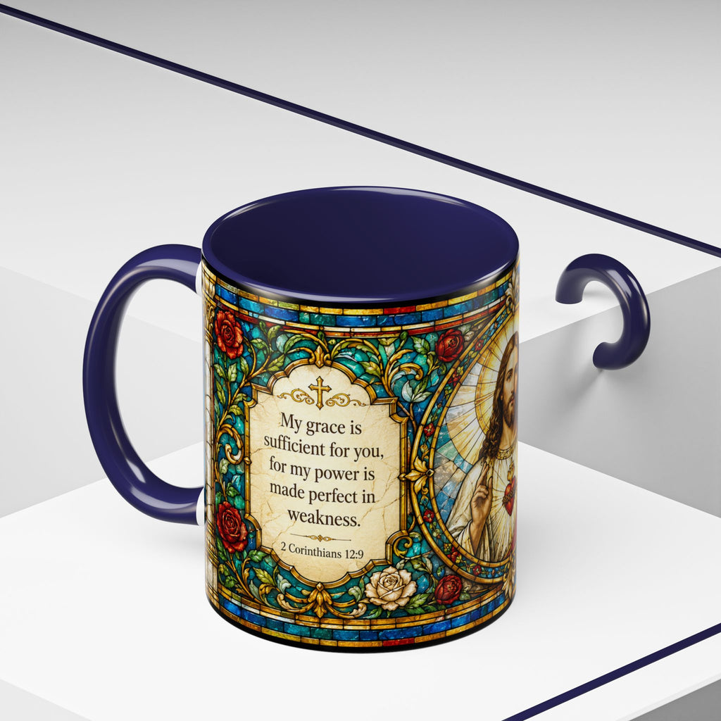 Sacred Heart Jesus Stained Glass Mug | Accent Coffee Mug 11oz 15oz