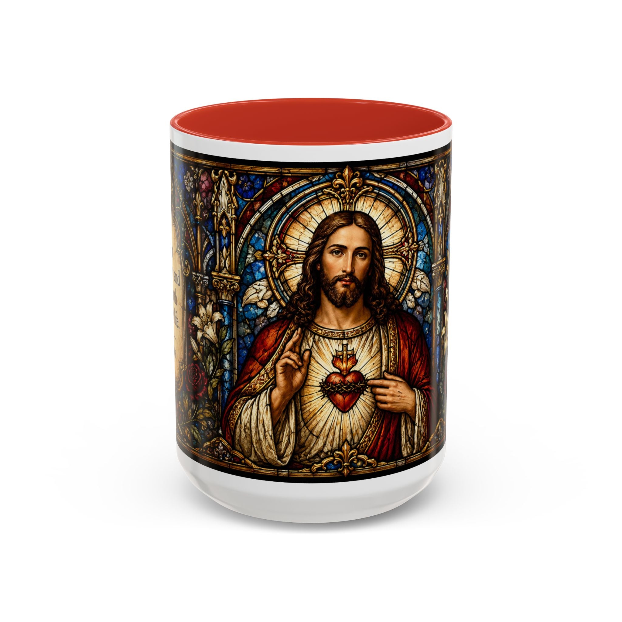 Sacred Heart Jesus Stained Glass Mug | Accent Coffee Mug
