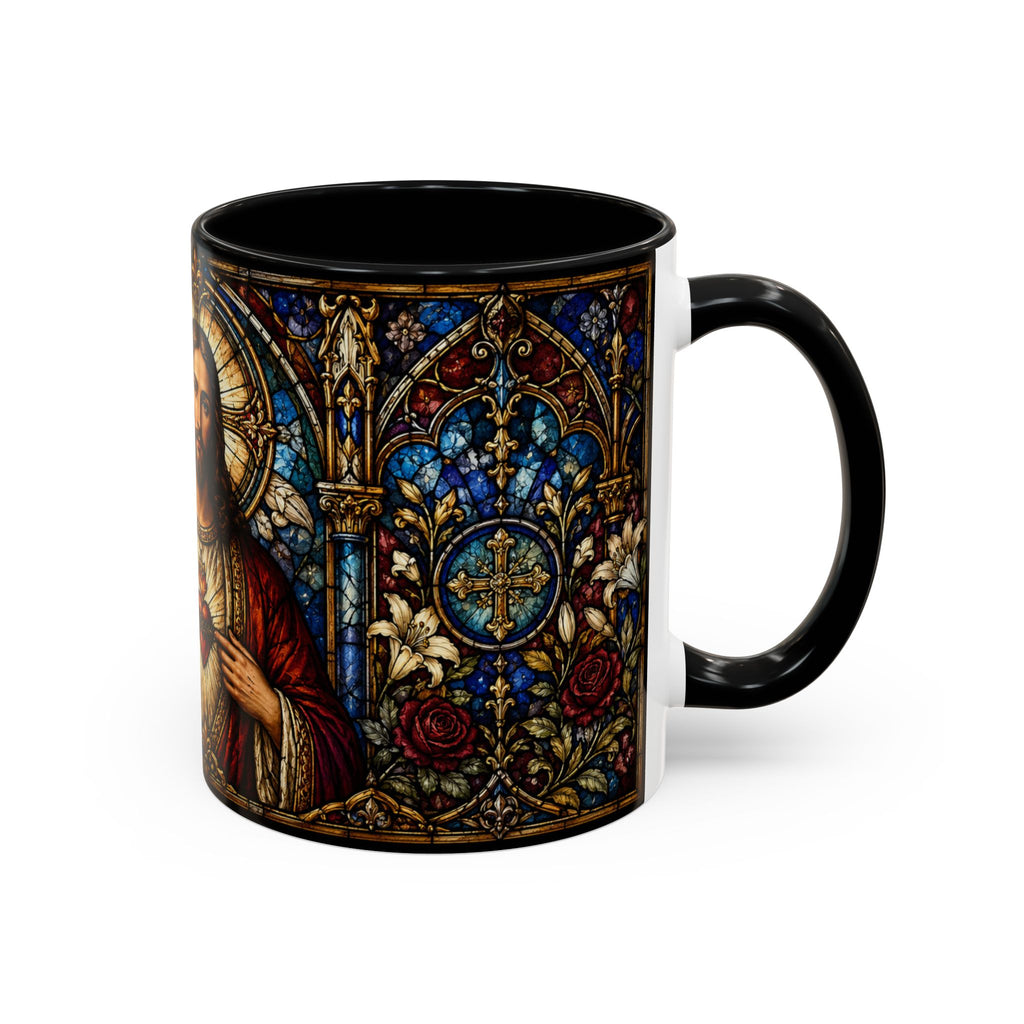 Sacred Heart Jesus Stained Glass Mug | Accent Coffee Mug