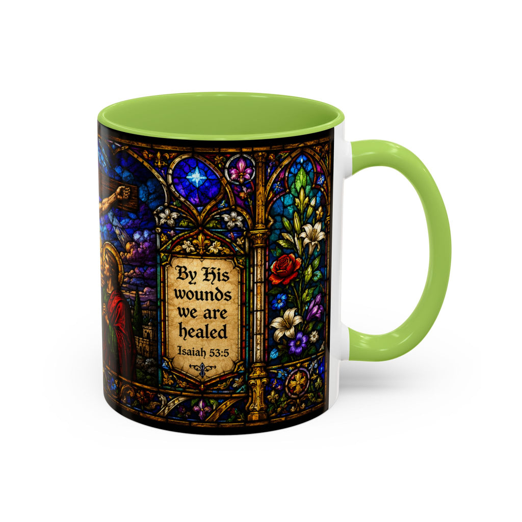 Jesus Crucifixion Mug, Christian Coffee Cup, Stained Glass Cross Mug, Faith Bible Mug, Religious Gift, Holy Bible Coffee Cup