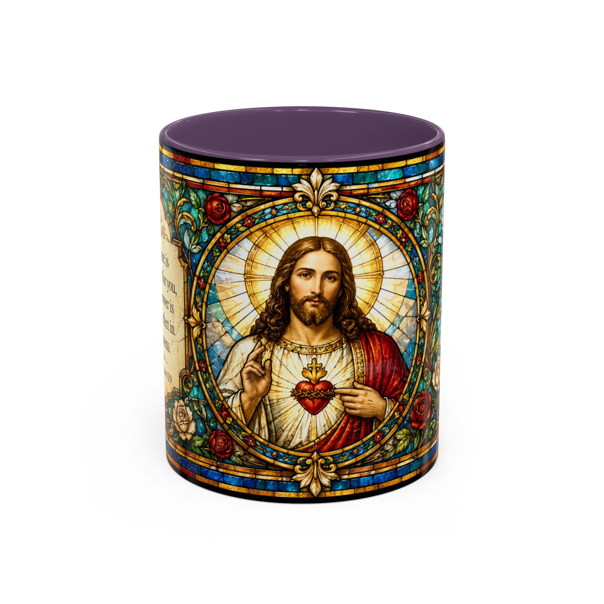 Sacred Heart Jesus Stained Glass Mug | Accent Coffee Mug 11oz 15oz