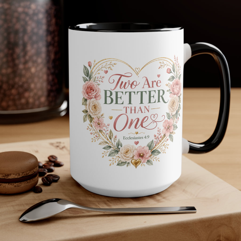 Love and Relationship Heart Illustration Accent Mug | Romantic Couple Love Design