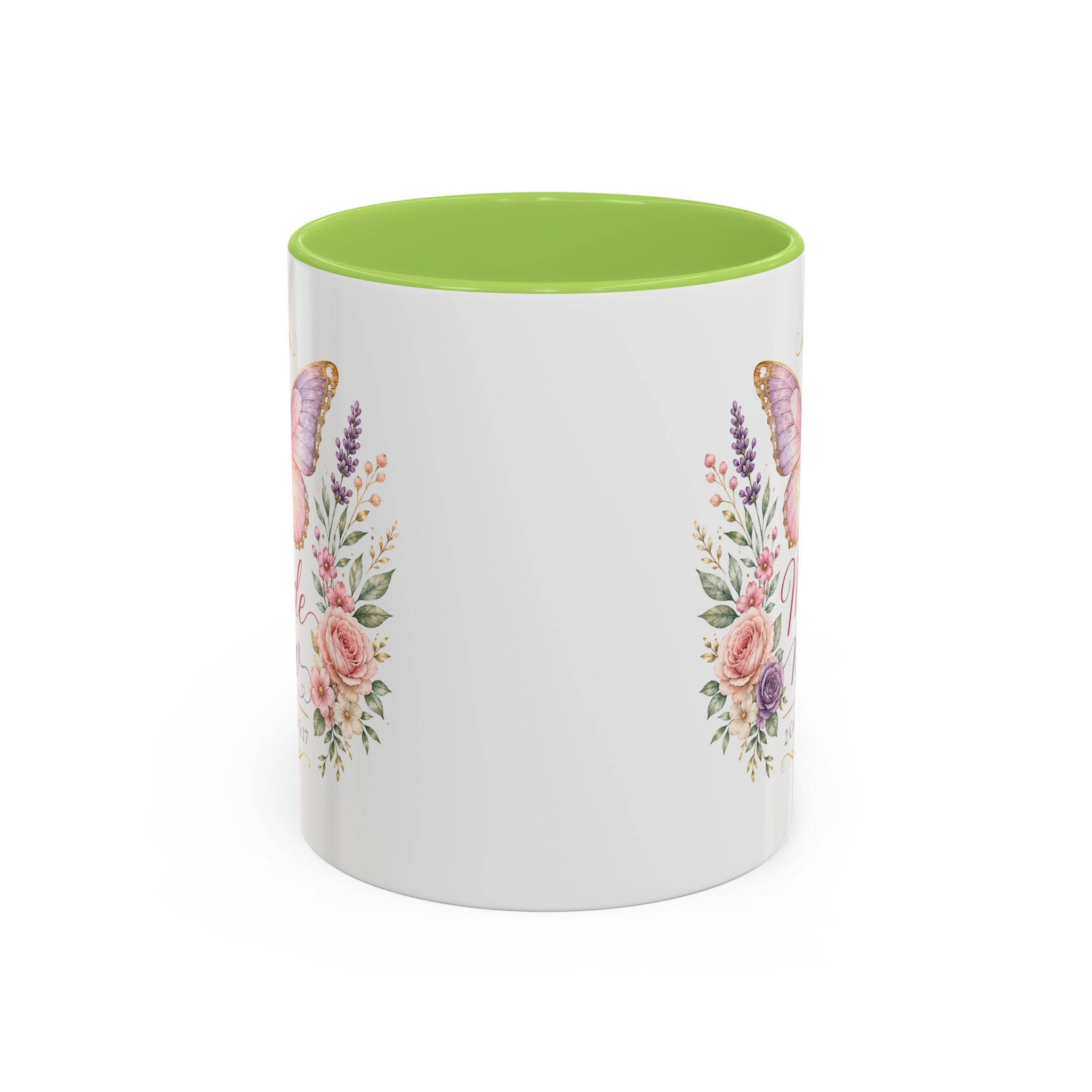 Biblical Butterfly Cup Accent Coffee Mug | Scripture Floral Ceramic
