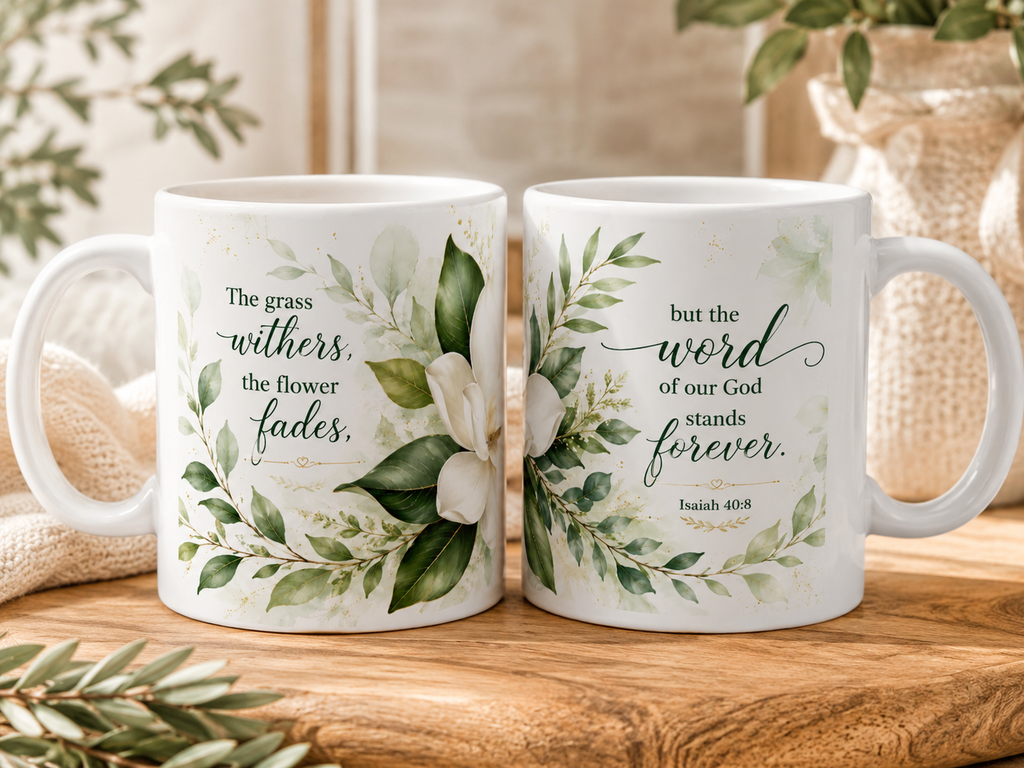 White Magnolia Floral Mug