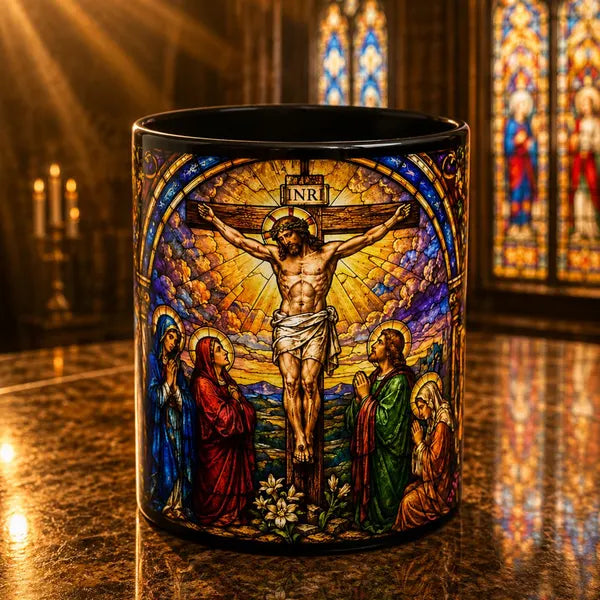 Crucifixion Stained Glass Mug | Accent Coffee Mug