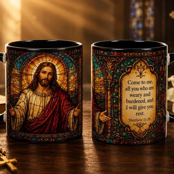 Jesus Stained Glass Artwork Mug | Accent Coffee Mug 11oz or 15oz
