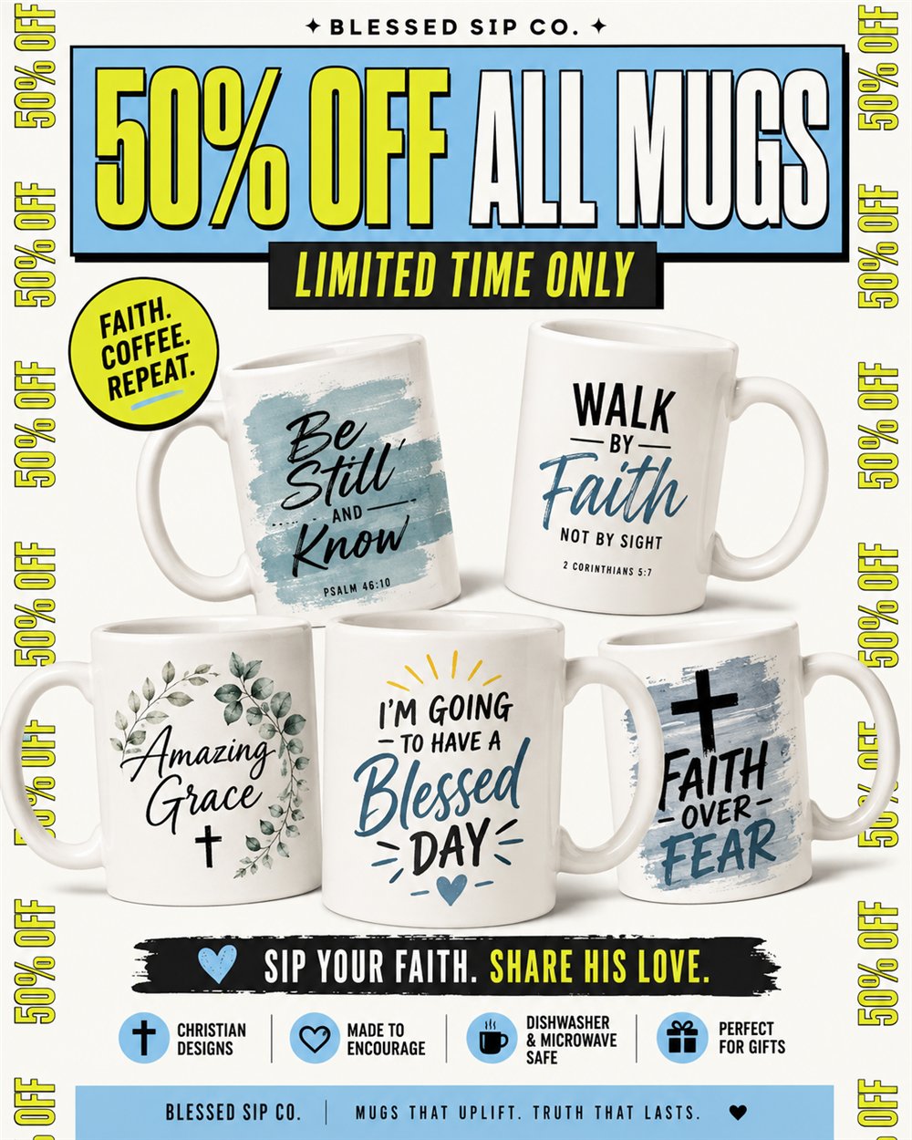 50% off all mugs. Limited time only.