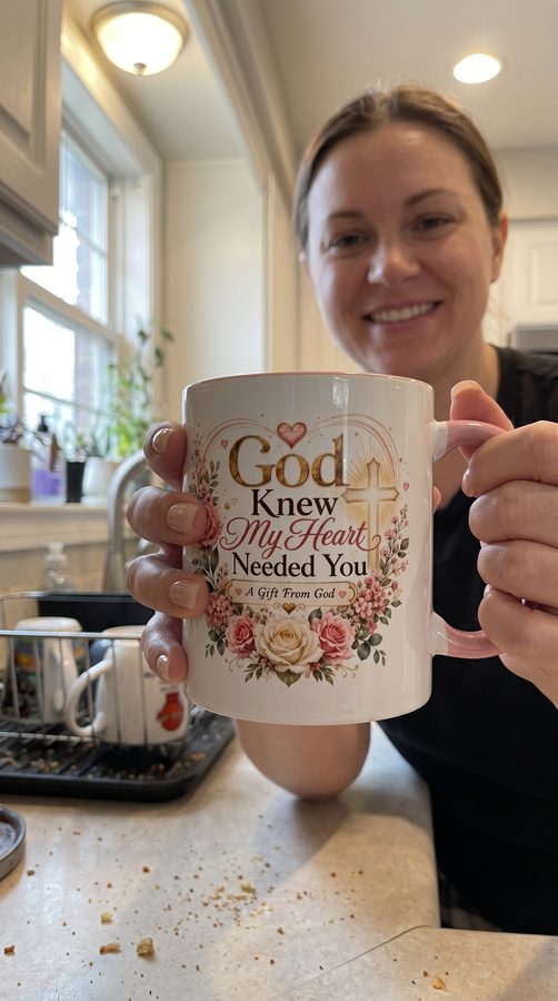 Customer photo of the God Knew My Heart Needed You mug
